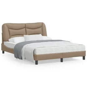 Cappuccino synthetic leather headboard bed frame 140x200cm by , Beds and slatted bases - Ref: Foro24-3208006, Price: 254,66 €...