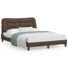 Brown synthetic leather headboard bed frame 140x200 cm by , Beds and slatted bases - Ref: Foro24-3208004, Price: 250,34 €, Di...