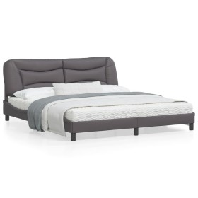 Bettgestell mit Kopfteil aus grauem Kunstleder 180x200cm von , Betten und Lattenroste - Ref: Foro24-3208019, Preis: 254,00 €,...