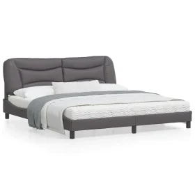 Bettgestell mit Kopfteil aus grauem Kunstleder 180x200cm von , Betten und Lattenroste - Ref: Foro24-3208019, Preis: 250,36 €,...