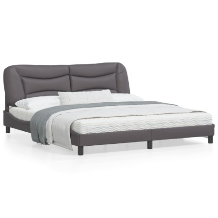 Bed frame with headboard gray synthetic leather 180x200cm by , Beds and slatted bases - Ref: Foro24-3208019, Price: 253,71 €,...