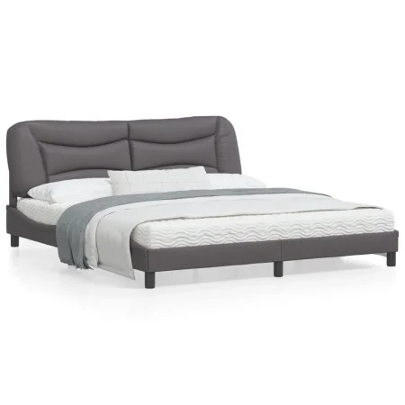 Bed frame with headboard gray synthetic leather 180x200cm by , Beds and slatted bases - Ref: Foro24-3208019, Price: 250,36 €,...