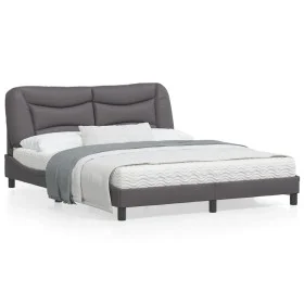 Bed frame with headboard gray synthetic leather 160x200cm by , Beds and slatted bases - Ref: Foro24-3208012, Price: 253,65 €,...
