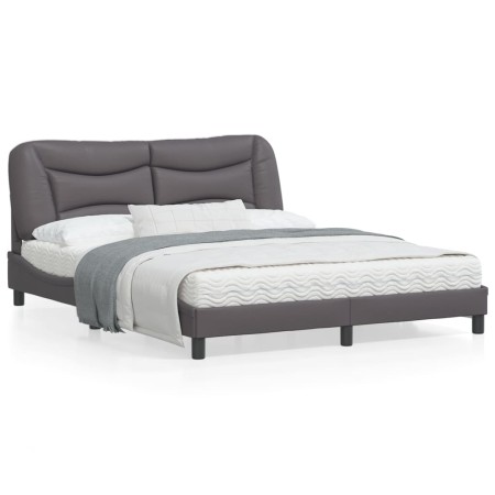 Estructura de cama con cabecero cuero sintético gris 160x200cm de , Camas y somieres - Ref: Foro24-3208012, Precio: 256,67 €,...