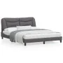 Bed frame with headboard gray synthetic leather 160x200cm by , Beds and slatted bases - Ref: Foro24-3208012, Price: 253,65 €,...