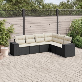 6-teiliges Gartensofa-Set und schwarze synthetische Rattankissen von , Gartensets - Ref: Foro24-3254943, Preis: 389,85 €, Rab...