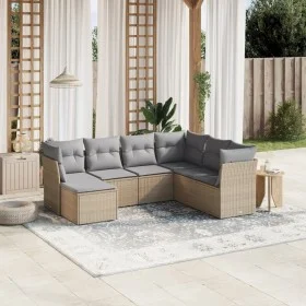Gartensofa-Set mit beigem Kissenmix, 7-teilig aus PE-Rattan von , Gartensets - Ref: Foro24-3263215, Preis: 419,05 €, Rabatt: %