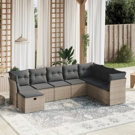 8-teiliges Gartensofa-Set und graue synthetische Rattankissen von , Gartensets - Ref: Foro24-3263276, Preis: 466,56 €, Rabatt: %
