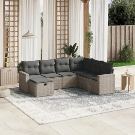 Set de sofás de jardín 7 piezas con cojines ratán PE gris de , Conjuntos de jardín - Ref: Foro24-3263526, Precio: 417,06 €, D...