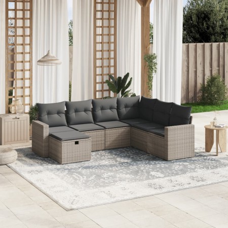 7-piece garden sofa set with gray PE rattan cushions by , Garden sets - Ref: Foro24-3263526, Price: 416,18 €, Discount: %