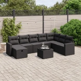 Set de sofás de jardín 8 piezas y cojines ratán sintético negro by , Garden sets - Ref: Foro24-3263591, Price: 569,39 €, Disc...