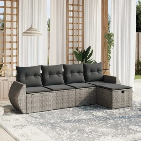 Juego de sofás jardín con cojines 5 pzas ratán sintético gris von , Gartensets - Ref: Foro24-3264086, Preis: 317,95 €, Rabatt: %