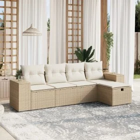 Gartensofa-Set mit Kissen, 5-teilig, beiges synthetisches Rattan von , Gartensets - Ref: Foro24-3264394, Preis: 358,34 €, Rab...