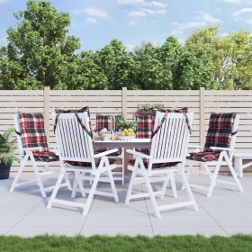 High back chair cushions 6 pcs red plaid Oxford fabric by , Cushions for chairs and sofas - Ref: Foro24-377643, Price: 135,13...