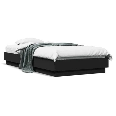 Bed frame with LED lights black 75x190 cm by , Beds and slatted bases - Ref: Foro24-839547, Price: 100,14 €, Discount: %