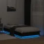 Bed frame with LED lights black 75x190 cm by , Beds and slatted bases - Ref: Foro24-839547, Price: 100,14 €, Discount: %