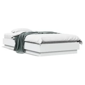 Bed frame with white LED lights 90x190 cm by , Beds and slatted bases - Ref: Foro24-839539, Price: 102,68 €, Discount: %