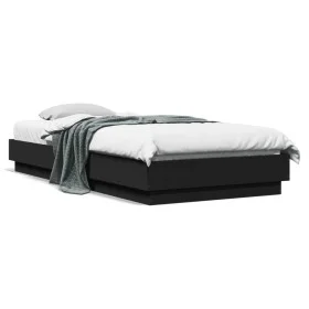 Bed frame with LED lights black 100x200 cm by , Beds and slatted bases - Ref: Foro24-839505, Price: 112,68 €, Discount: %