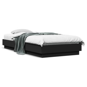 Bettgestell mit LED-Leuchten schwarz 100x200 cm von , Betten und Lattenroste - Ref: Foro24-839505, Preis: 114,18 €, Rabatt: %