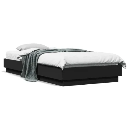 Bed frame with LED lights black 100x200 cm by , Beds and slatted bases - Ref: Foro24-839505, Price: 112,68 €, Discount: %