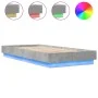 Concrete gray bed frame with LED lights 100x200 cm by , Beds and slatted bases - Ref: Foro24-839507, Price: 106,55 €, Discoun...