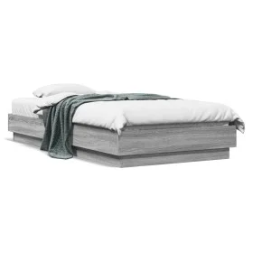 Bed frame with LED lights Sonoma gray 75x190 cm by , Beds and slatted bases - Ref: Foro24-839551, Price: 99,58 €, Discount: %