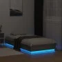 Estructura de cama con luces LED gris Sonoma 75x190 cm de , Camas y somieres - Ref: Foro24-839551, Precio: 99,57 €, Descuento: %