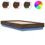 Estructura de cama con luces LED roble marrón 90x190 cm de , Camas y somieres - Ref: Foro24-839545, Precio: 101,87 €, Descuen...