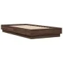Estructura de cama con luces LED roble marrón 90x190 cm de , Camas y somieres - Ref: Foro24-839545, Precio: 101,87 €, Descuen...