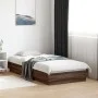 Estructura de cama con luces LED roble marrón 90x190 cm de , Camas y somieres - Ref: Foro24-839545, Precio: 101,87 €, Descuen...