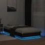 Estructura de cama con luces LED roble marrón 90x190 cm de , Camas y somieres - Ref: Foro24-839545, Precio: 101,87 €, Descuen...