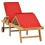 Tumbona con cojín madera maciza de teca rojo de vidaXL, Tumbonas - Ref: Foro24-48026, Precio: 234,18 €, Descuento: %