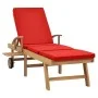 Tumbona con cojín madera maciza de teca rojo de vidaXL, Tumbonas - Ref: Foro24-48026, Precio: 234,18 €, Descuento: %