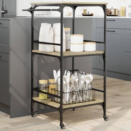 Küchenwagen aus Sonoma-Eichenholzwerkstoff, 60,5 x 50 x 105 cm von , Küchen- und Speisewagen - Ref: Foro24-842337, Preis: 70,...