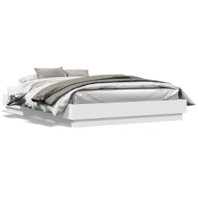 Bed frame with white LED lights 150x200 cm by , Beds and slatted bases - Ref: Foro24-3209786, Price: 155,15 €, Discount: %