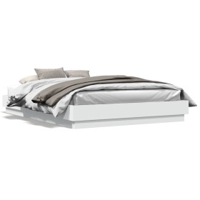Estructura de cama con luces LED blanco 150x200 cm