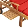 Tumbona con cojín madera maciza de teca rojo de vidaXL, Tumbonas - Ref: Foro24-48026, Precio: 234,18 €, Descuento: %