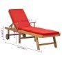 Tumbona con cojín madera maciza de teca rojo de vidaXL, Tumbonas - Ref: Foro24-48026, Precio: 234,18 €, Descuento: %