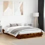 Bed frame with LED lights smoked oak 150x200 cm by , Beds and slatted bases - Ref: Foro24-3209790, Price: 176,76 €, Discount: %