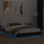 Bed frame with LED lights smoked oak 150x200 cm by , Beds and slatted bases - Ref: Foro24-3209790, Price: 176,76 €, Discount: %