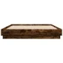 Bed frame with LED lights smoked oak 150x200 cm by , Beds and slatted bases - Ref: Foro24-3209790, Price: 176,76 €, Discount: %