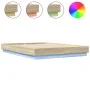 Bed frame with LED lights Sonoma oak 120x200 cm by , Beds and slatted bases - Ref: Foro24-3209802, Price: 135,37 €, Discount: %