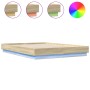 Estructura de cama con luces LED roble Sonoma 120x200 cm de , Camas y somieres - Ref: Foro24-3209802, Precio: 136,92 €, Descu...