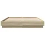 Bed frame with LED lights Sonoma oak 120x200 cm by , Beds and slatted bases - Ref: Foro24-3209802, Price: 135,37 €, Discount: %