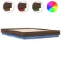 Bed frame with LED lights brown oak 150x200 cm by , Beds and slatted bases - Ref: Foro24-3209792, Price: 181,02 €, Discount: %