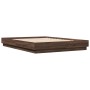 Bed frame with LED lights brown oak 150x200 cm by , Beds and slatted bases - Ref: Foro24-3209792, Price: 183,85 €, Discount: %