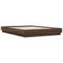 Bed frame with LED lights brown oak 150x200 cm by , Beds and slatted bases - Ref: Foro24-3209792, Price: 181,02 €, Discount: %