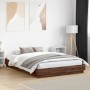 Bed frame with LED lights brown oak 150x200 cm by , Beds and slatted bases - Ref: Foro24-3209792, Price: 183,85 €, Discount: %