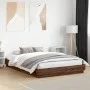 Bed frame with LED lights brown oak 150x200 cm by , Beds and slatted bases - Ref: Foro24-3209792, Price: 181,02 €, Discount: %