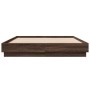 Bed frame with LED lights brown oak 150x200 cm by , Beds and slatted bases - Ref: Foro24-3209792, Price: 183,85 €, Discount: %
